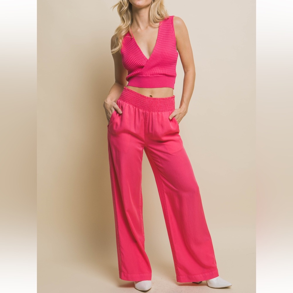 17 Fabulous Wide Leg Elastic Waist 100% Tencel Palazzo Pants with side pockets - Picture 3 of 3